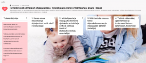 Reflektiiviset silmälasit harjoituksen kysymykset Padlet-seinällä